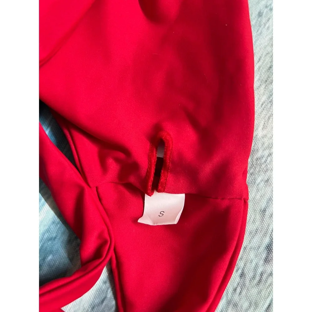 ☀️Unbranded Red Knot Front Bikini Set High Cut V-Waist Swimsuit Two Piece Womens